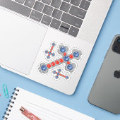 "Patriotische" Imitate Sapphire-Ruby-Silver Crosse Aufkleber (Laptop mit iPhone)