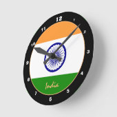 Patriotische Indische Flagge, Indien trendy Zuhaus Runde Wanduhr (Winkel)
