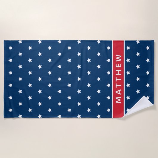 Patriotische Individuelle Name Rot Weiß und Blaue Strandtuch (Vorderseite)