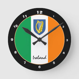 Patriotische irische Flagge, trendy Irland Zuhause Runde Wanduhr
