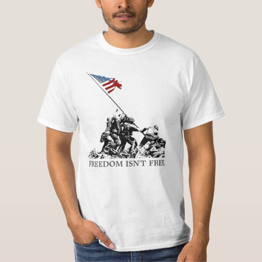Patriotische Iwojima-Flagge-Freiheit WWII T-Shirt (Vorderseite)
