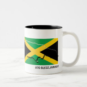 Patriotische JAMAICA-FLAGGE   Schriftzug Individue Zweifarbige Tasse