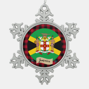 Patriotische Jamaika, Büffel kariert, jamaikanisch Schneeflocken Zinn-Ornament