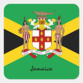 Patriotische Jamaika & Jamaikanische Flagge, Urlau Quadratischer Aufkleber (Vorderseite)