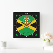 Patriotische jamaikanische Flagge, Jamaika Zuhause Quadratische Wanduhr (Zuhause)