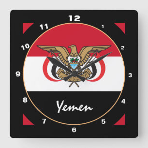 Patriotische Jemen-Flagge, Jemen-Zuhause / Design Quadratische Wanduhr