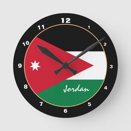 Patriotische jordanische Flagge, jordanische Zuhau Runde Wanduhr (Vorderseite)