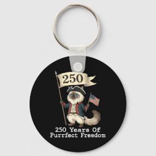 Patriotische Jubiläums-Ragdoll-Katze 250 Jahre Fre Schlüsselanhänger
