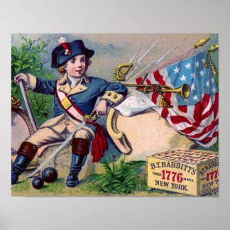 Patriotische Jungenflagge Vintage Kunst des Revolu Poster
