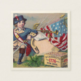 Patriotische Jungenflagge Vintage Kunst des Revolu Serviette