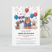 Patriotische Jungtiere 4. Juli Einladung (Stehend Vorderseite)