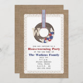 Patriotische Käfer Burlap Hauswärmung Einladung (Vorne/Hinten)