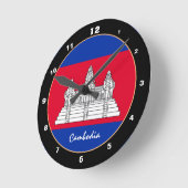 Patriotische Kambodscha-Flagge, Kambodscha, Zuhaus Runde Wanduhr (Winkel)