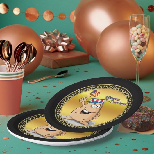 Patriotische Kartoffel mit amerikanischer Hut und Pappteller (Multi)