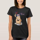 Patriotische Kartoffel mit amerikanischer Hut und  T-Shirt (Vorderseite)