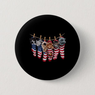 Patriotische Kätzchen in amerikanischen Flaggen-So Button