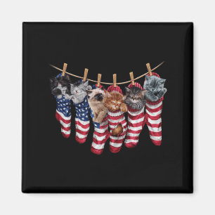 Patriotische Kätzchen in amerikanischen Flaggen-So Magnet