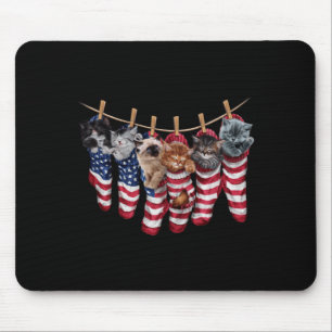 Patriotische Kätzchen in amerikanischen Flaggen-So Mousepad