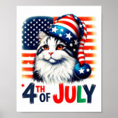 Patriotische Katze 4. Juli Amerikanische Flagge Fu Poster (Vorne)