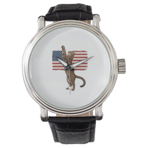 Patriotische Katze Amerikanische Flagge Vintage Ve Armbanduhr