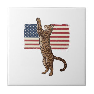 Patriotische Katze Amerikanische Flagge Vintage Ve Fliese