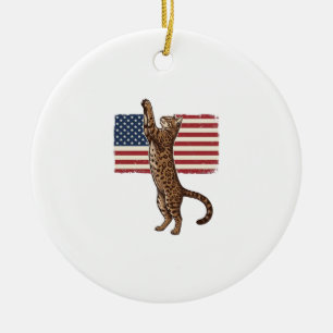 Patriotische Katze Amerikanische Flagge Vintage Ve Keramik Ornament