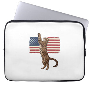 Patriotische Katze Amerikanische Flagge Vintage-Ve Laptopschutzhülle