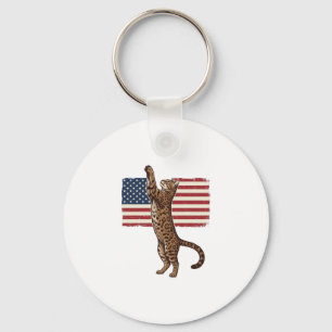Patriotische Katze Amerikanische Flagge Vintage Ve Schlüsselanhänger