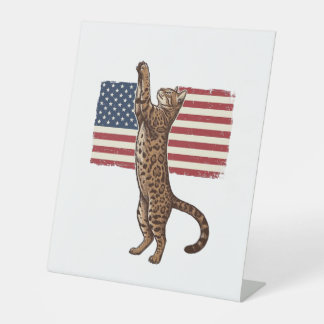 Patriotische Katze Amerikanische Flagge Vintage Ve Sockelschild