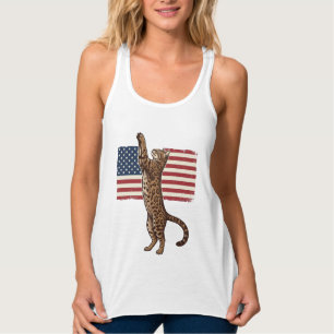 Patriotische Katze Amerikanische Flagge Vintage Ve Tank Top