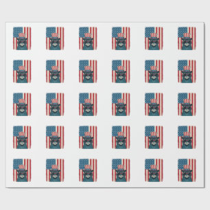 Patriotische Katze Flagge Vintage Gravur Shirt Des Geschenkpapier