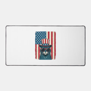 Patriotische Katze Flagge Vintage Gravur Shirt Des Schreibtischunterlage