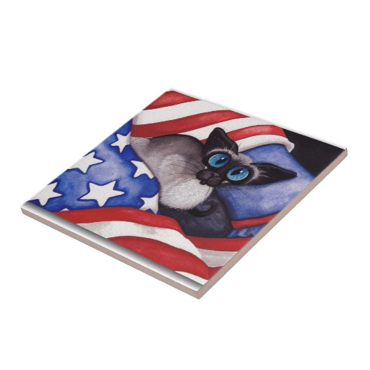 Patriotische Katze Fliese (Seite)