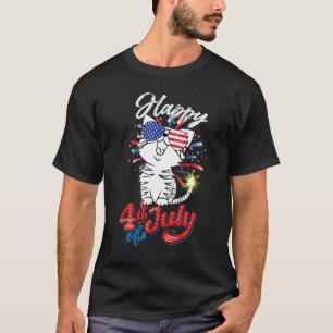 Patriotische Katze Frohes 4. Juli Unabhängigkeitst T-Shirt