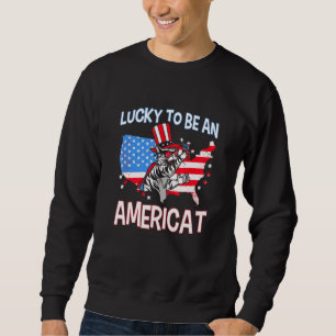 Patriotische Katze im Juli glücklich, Amerikaner z Sweatshirt