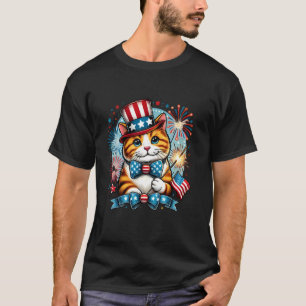 Patriotische Katze Lustig 4. Juli Unabhängigkeitst T-Shirt