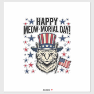 Patriotische Katze Meow-Morial Day Vintage Vektor Aufkleber