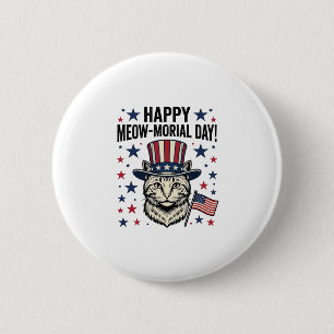 Patriotische Katze Meow-Morial Day Vintage Vektor  Button