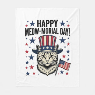 Patriotische Katze Meow-Morial Day Vintage Vektor Fleecedecke