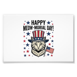Patriotische Katze Meow-Morial Day Vintage Vektor Fotodruck