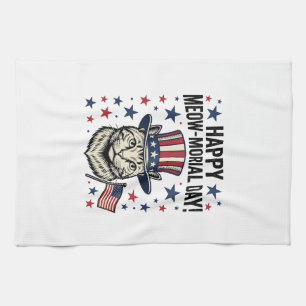 Patriotische Katze Meow-Morial Day Vintage Vektor Geschirrtuch