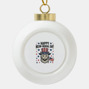 Patriotische Katze Meow-Morial Day Vintage Vektor  Keramik Kugel-Ornament
