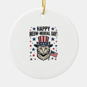 Patriotische Katze Meow-Morial Day Vintage Vektor  Keramik Ornament