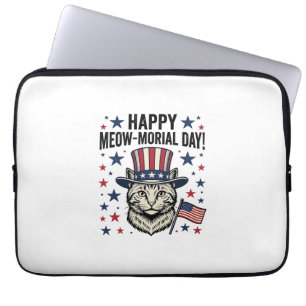 Patriotische Katze Meow-Morial Day Vintage Vektor Laptopschutzhülle