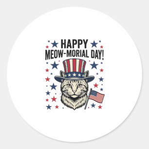 Patriotische Katze Meow-Morial Day Vintage Vektor Runder Aufkleber
