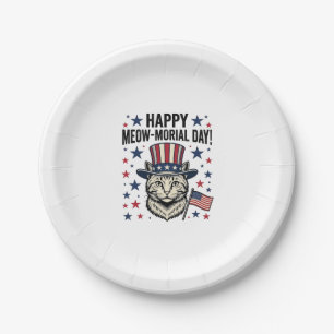 Patriotische Katze Meow-Morial Day Vintage-Vektorg Pappteller