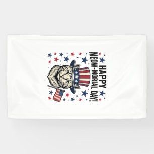 Patriotische Katze Meow-Morial Tag Vintage Vektor  Banner