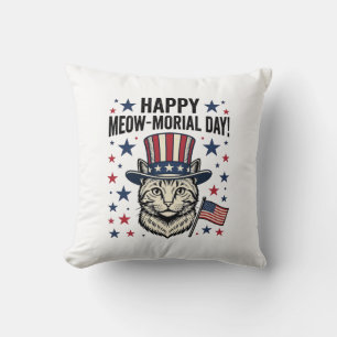 Patriotische Katze Meow-Morial-Tag Vintage-Vektor- Kissen