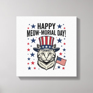 Patriotische Katze Meow-Morial Tag Vintage Vektor  Leinwanddruck