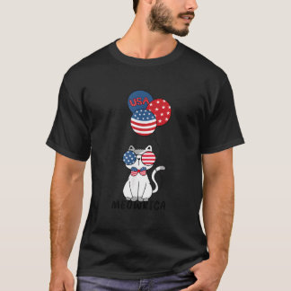 Patriotische Katze Meowica 4. Juli Kätzchen T-Shirt